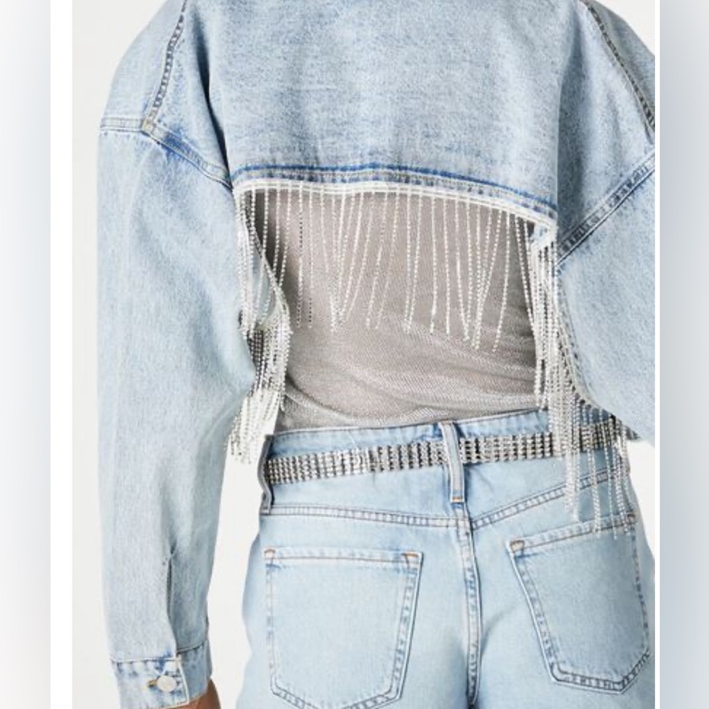 Forever 21 Rhinestone-Fringe Denim Jacket size M - Picture 4 of 5
